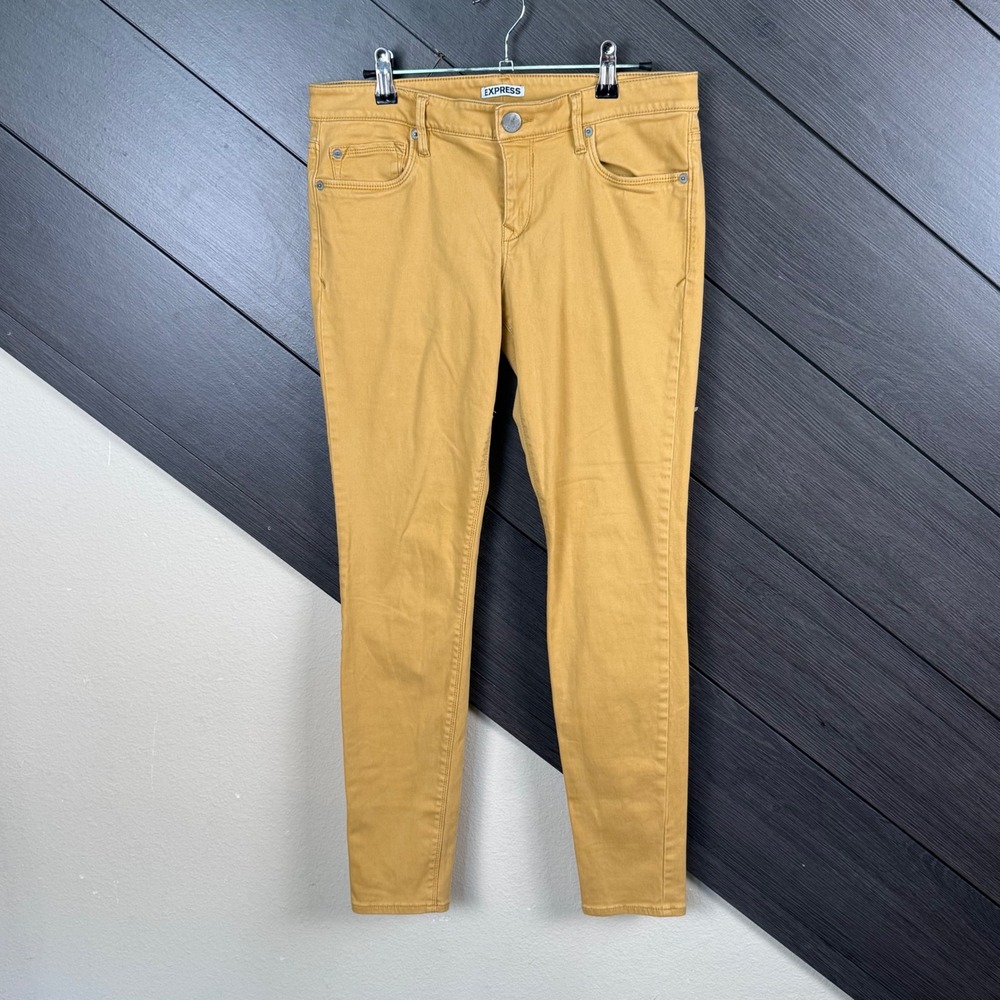 Express Women's Size 10 Skinny Jeans Mustard Yellow Stretch Low Rise Minimalist